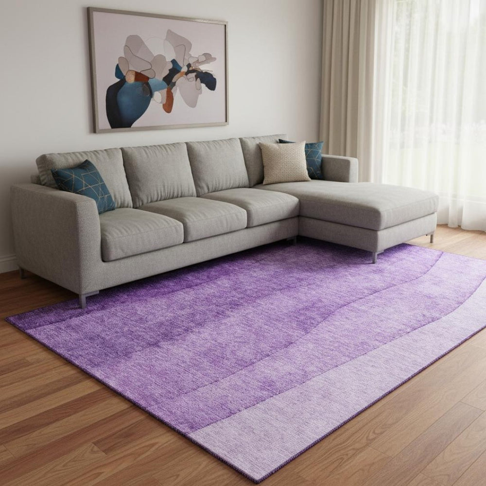 HomeRoots 9' X 12' Purple Ombre Area Rug - Washable, UV Protected, Stain Resistant, Ideal for Busy Homes 656369