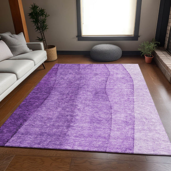 HomeRoots 10' X 14' Purple & Ivory Ombre Area Rug - Washable, UV-Protected, Stylish & Durable for Homes 656370