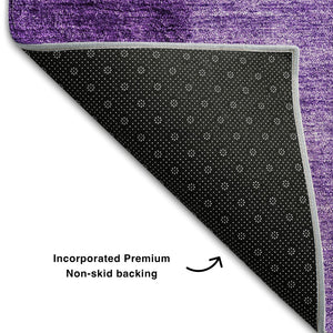 HomeRoots 10' X 14' Purple & Ivory Ombre Area Rug - Washable, UV-Protected, Stylish & Durable for Homes 656370