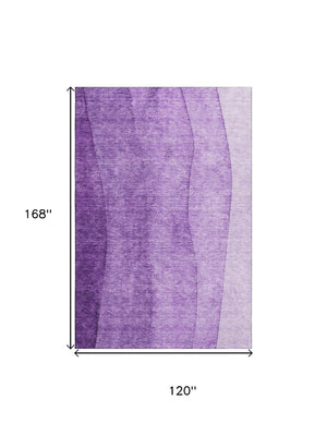 HomeRoots 10' X 14' Purple & Ivory Ombre Area Rug - Washable, UV-Protected, Stylish & Durable for Homes 656370