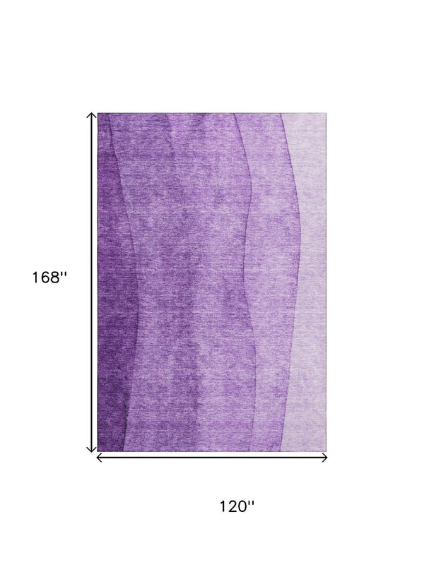 HomeRoots 10' X 14' Purple & Ivory Ombre Area Rug - Washable, UV-Protected, Stylish & Durable for Homes 656370