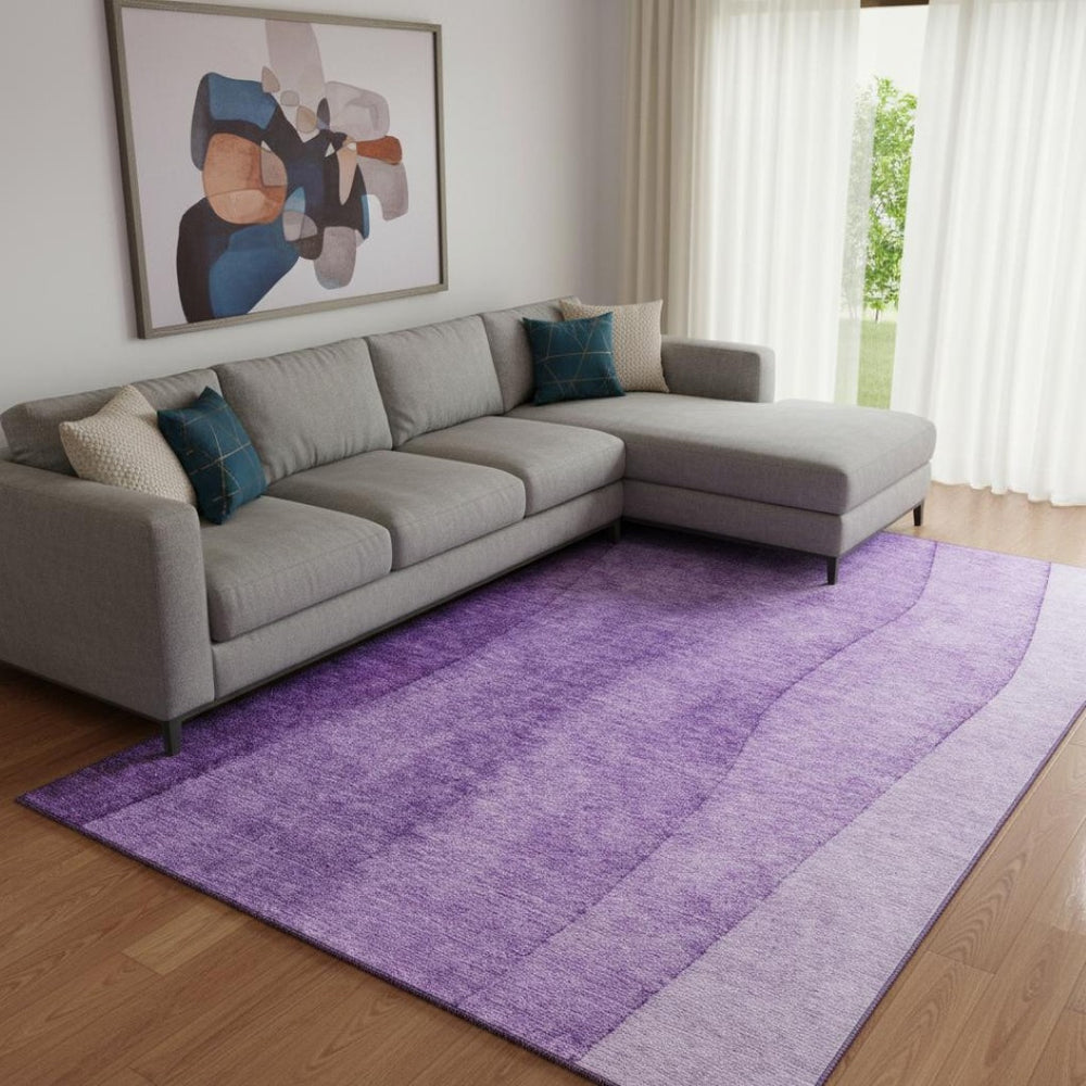 HomeRoots 10' X 14' Purple & Ivory Ombre Area Rug - Washable, UV-Protected, Stylish & Durable for Homes 656370