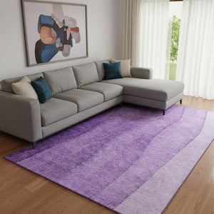 HomeRoots 10' X 14' Purple & Ivory Ombre Area Rug - Washable, UV-Protected, Stylish & Durable for Homes 656370