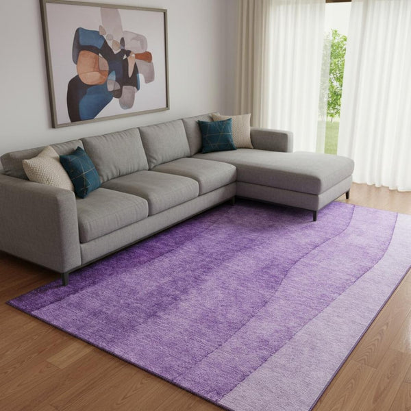 HomeRoots 10' X 14' Purple & Ivory Ombre Area Rug - Washable, UV-Protected, Stylish & Durable for Homes 656370