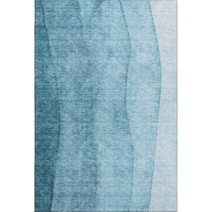 HomeRoots 9' X 12' Teal to Ivory Ombre Washable Area Rug with UV Protection – Stylish, Durable, Pet-Friendly Design 656375