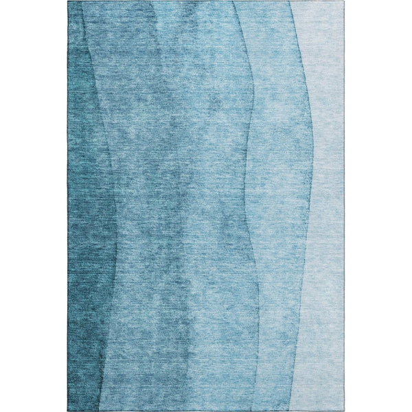 HomeRoots 9' X 12' Teal to Ivory Ombre Washable Area Rug with UV Protection – Stylish, Durable, Pet-Friendly Design 656375