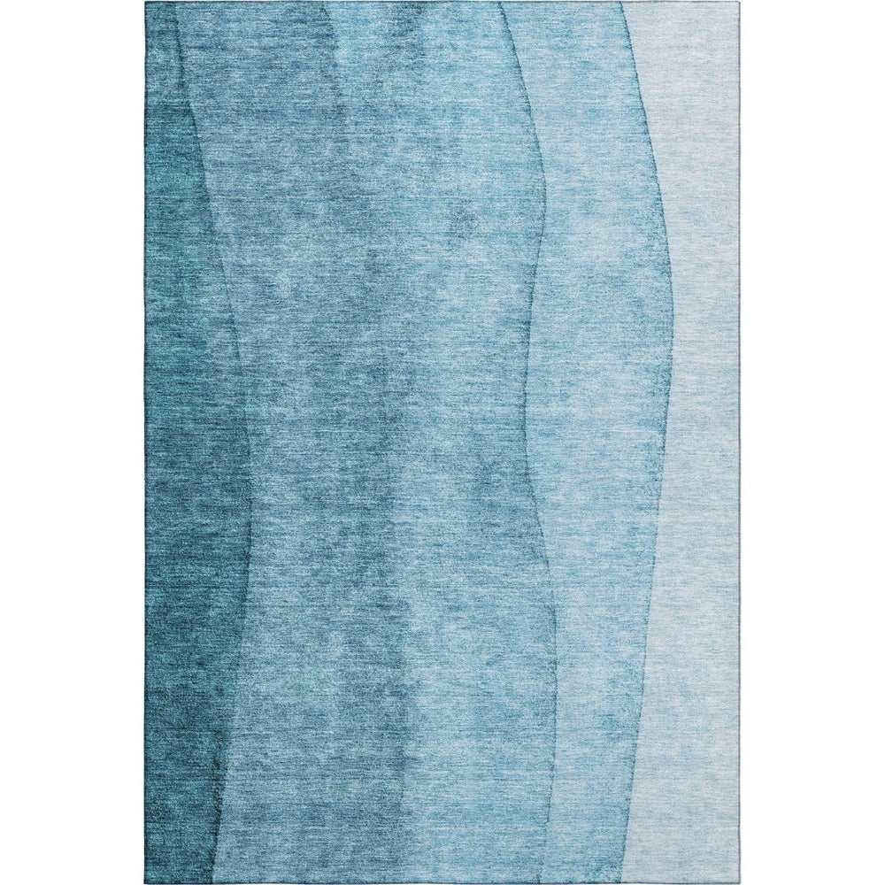 HomeRoots 10' Teal and Ivory Ombre Washable Area Rug – Stylish, Durable, UV-Protected for Homes with Kids & Pets 656376