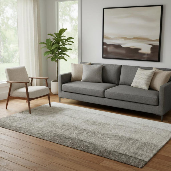 HomeRoots 5' X 8' Taupe Ombre Area Rug - Stylish, Washable & UV Protected for High-Traffic Family Spaces 656378