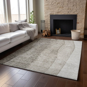 HomeRoots 5' X 8' Taupe Ombre Area Rug - Stylish, Washable & UV Protected for High-Traffic Family Spaces 656378