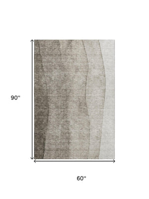 HomeRoots 5' X 8' Taupe Ombre Area Rug - Stylish, Washable & UV Protected for High-Traffic Family Spaces 656378