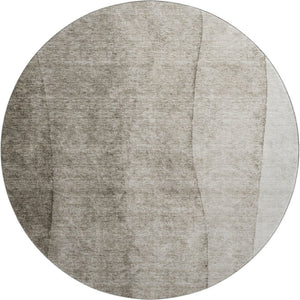 HomeRoots 8' Taupe and Ivory Ombre Round Rug - Washable, UV-Protected, Durable, Perfect for High-Traffic Areas 656379