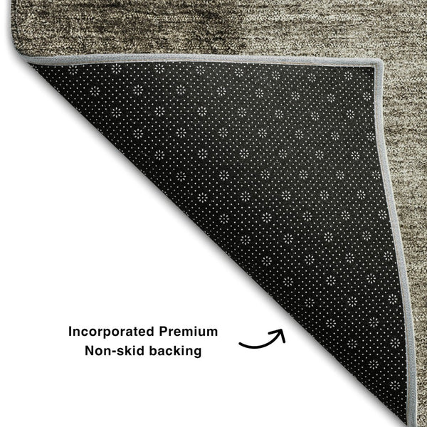 HomeRoots 8' Taupe and Ivory Ombre Round Rug - Washable, UV-Protected, Durable, Perfect for High-Traffic Areas 656379