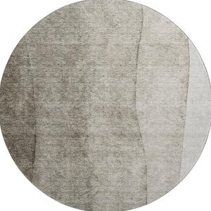 HomeRoots 8' Taupe and Ivory Ombre Round Rug - Washable, UV-Protected, Durable, Perfect for High-Traffic Areas 656379