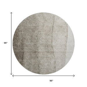 HomeRoots 8' Taupe and Ivory Ombre Round Rug - Washable, UV-Protected, Durable, Perfect for High-Traffic Areas 656379