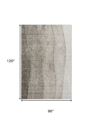 HomeRoots 8' X 10' Stylish Taupe & Ivory Ombre Area Rug - Washable, UV Protected & Stain Resistant for Homes 656380