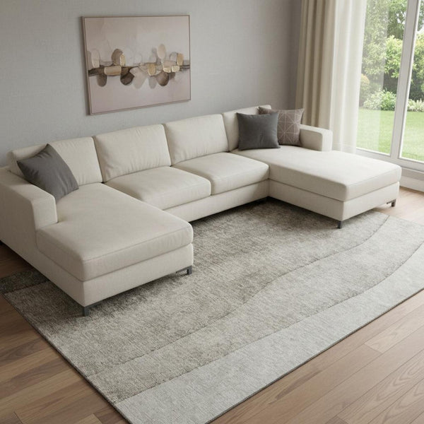 HomeRoots 10' X 14' Taupe Ombre Area Rug - Soft, Washable, UV Protected, Modern Design for Any Room Decor 656382