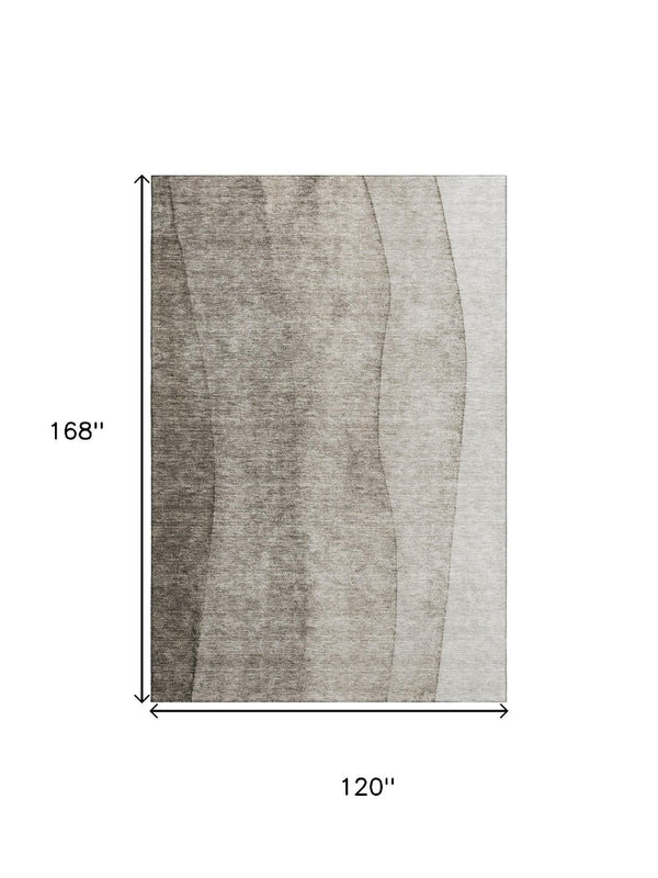 HomeRoots 10' X 14' Taupe Ombre Area Rug - Soft, Washable, UV Protected, Modern Design for Any Room Decor 656382
