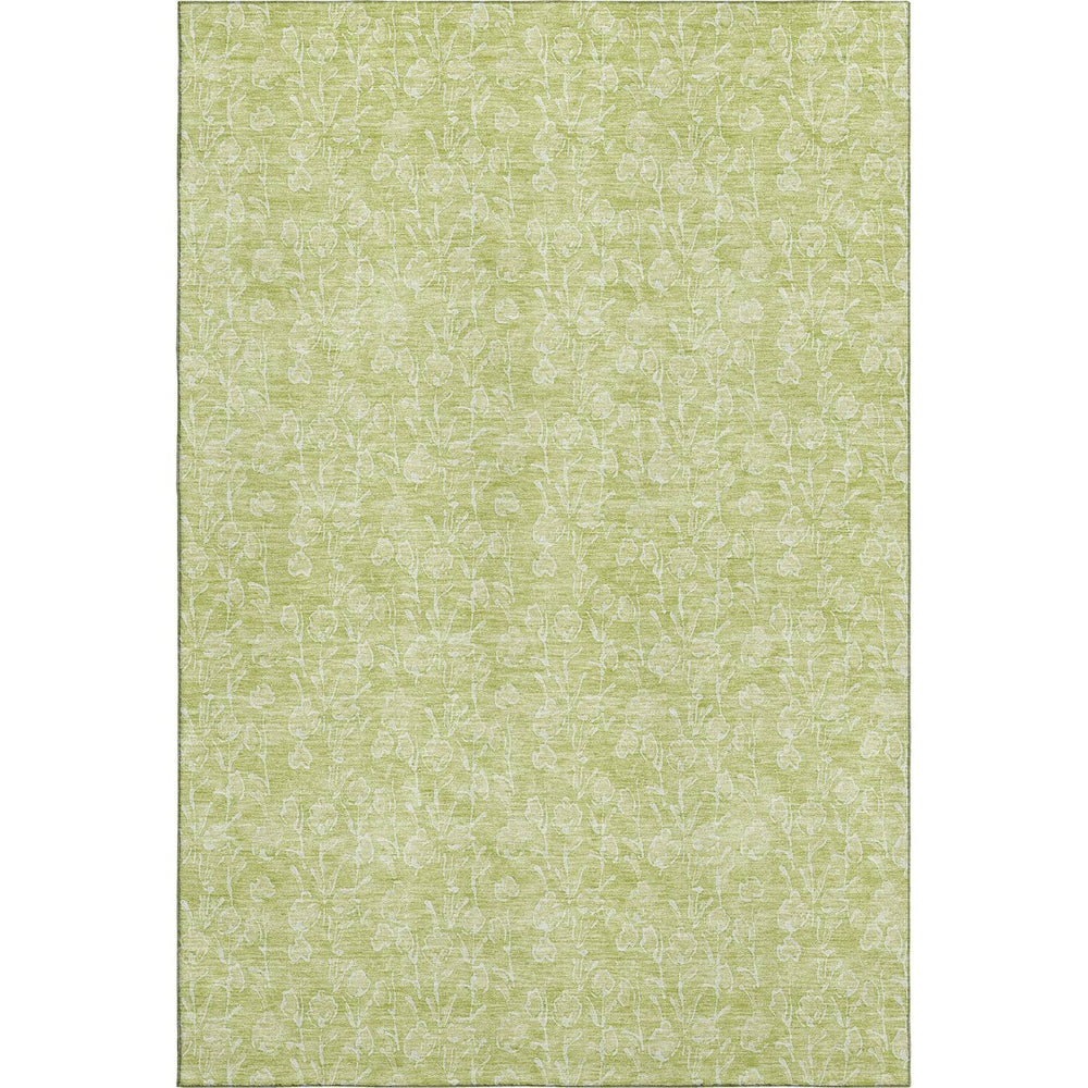 HomeRoots 8' X 10' Artichoke Green Floral Area Rug - Washable, UV Protected & Stain-Resistant for Homes 656386