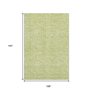 HomeRoots 9' Elegant Artichoke Green & Ivory Floral Area Rug - Washable, UV Protected, Stain Resistant Design 656387