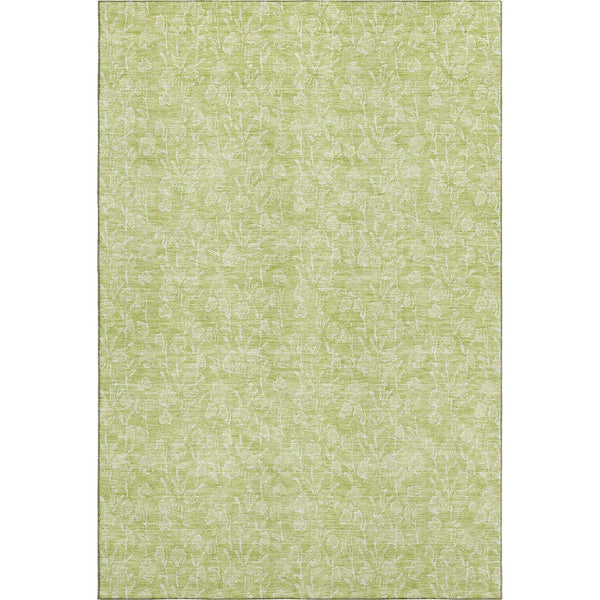 HomeRoots 9' Elegant Artichoke Green & Ivory Floral Area Rug - Washable, UV Protected, Stain Resistant Design 656387