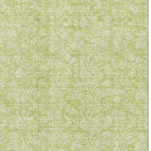 HomeRoots 9' Elegant Artichoke Green & Ivory Floral Area Rug - Washable, UV Protected, Stain Resistant Design 656387