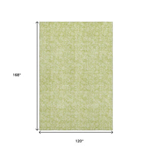 HomeRoots 10' Artichoke Green & Ivory Floral Washable Area Rug - Durable, UV Protected, Perfect for High-Traffic Areas 656388