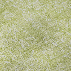 HomeRoots 10' Artichoke Green & Ivory Floral Washable Area Rug - Durable, UV Protected, Perfect for High-Traffic Areas 656388