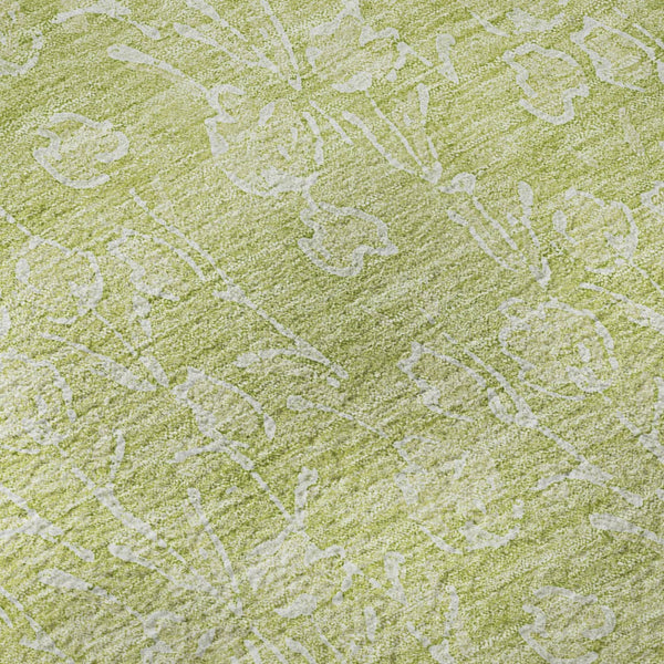 HomeRoots 10' Artichoke Green & Ivory Floral Washable Area Rug - Durable, UV Protected, Perfect for High-Traffic Areas 656388