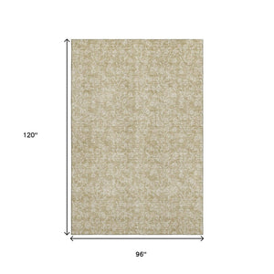 HomeRoots 8' X 10' Beige And Ivory Floral Area Rug - Washable, Stain Resistant, UV Protected for Family Spaces 656392