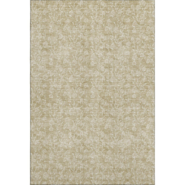 HomeRoots 8' X 10' Beige And Ivory Floral Area Rug - Washable, Stain Resistant, UV Protected for Family Spaces 656392
