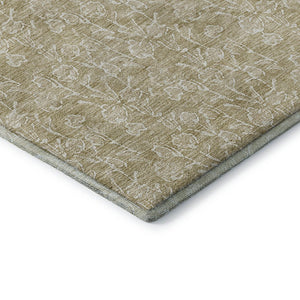 HomeRoots 8' X 10' Beige And Ivory Floral Area Rug - Washable, Stain Resistant, UV Protected for Family Spaces 656392