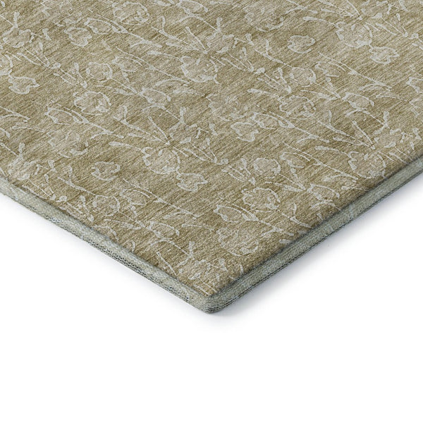 HomeRoots 8' X 10' Beige And Ivory Floral Area Rug - Washable, Stain Resistant, UV Protected for Family Spaces 656392