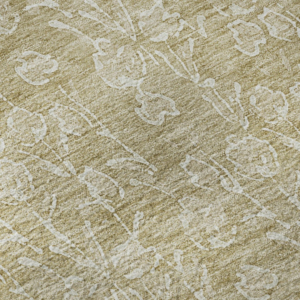 HomeRoots 8' X 10' Beige And Ivory Floral Area Rug - Washable, Stain Resistant, UV Protected for Family Spaces 656392