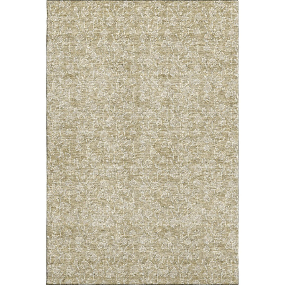 HomeRoots 9' X 12' Beige Floral Area Rug - Washable, UV Protected, Stain-Resistant for Families & Pets 656393