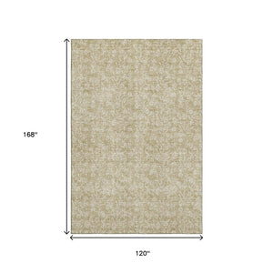 HomeRoots 10' X 14' Beige Floral Area Rug – Durable, Washable, UV-Protected for Family Living & Elegant Décor 656394