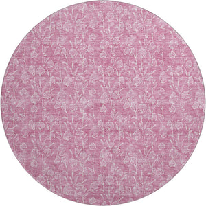 HomeRoots 8' Blush and Ivory Floral Washable Round Rug – UV Protected, Stain Resistant, Perfect for High-Traffic Areas 656397