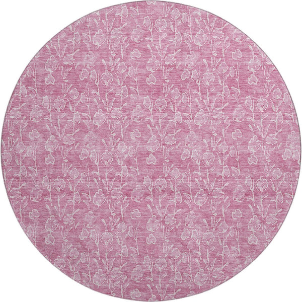 HomeRoots 8' Blush and Ivory Floral Washable Round Rug – UV Protected, Stain Resistant, Perfect for High-Traffic Areas 656397