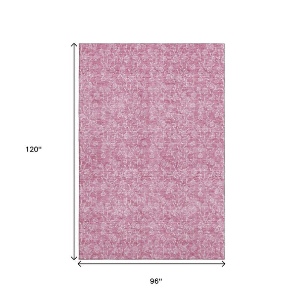HomeRoots 8' X 10' Blush and Ivory Floral Area Rug – Durable, Stain-Resistant, UV Protected for Everyday Elegance 656398