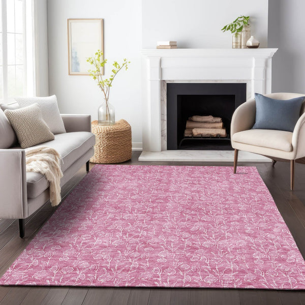 HomeRoots 8' X 10' Blush and Ivory Floral Area Rug – Durable, Stain-Resistant, UV Protected for Everyday Elegance 656398