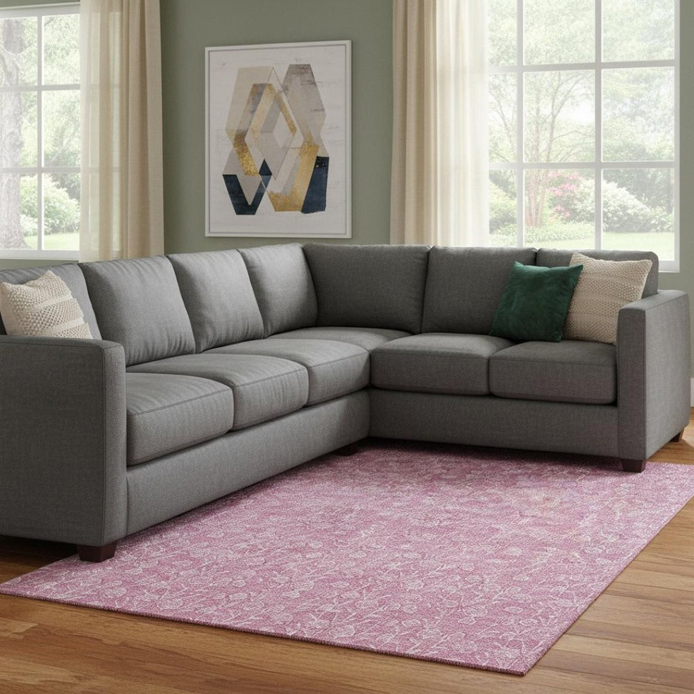 HomeRoots 8' X 10' Blush and Ivory Floral Area Rug – Durable, Stain-Resistant, UV Protected for Everyday Elegance 656398