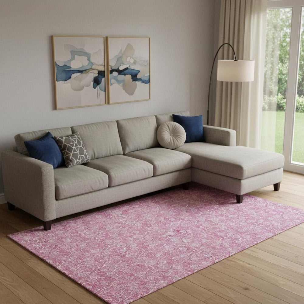 HomeRoots 9' X 12' Blush and Ivory Floral Area Rug – Washable, UV-Protected, Perfect for Busy Homes! 656399