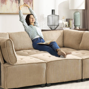 English Elm United We Win U-Shaped Modular Sectional Sofa - Cozy 6-Seat Couch With Reversible Chaise & Pet-Friendly Design W1568S00155-GIGA