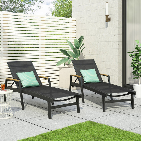 English Elm Christopher Knight Home® - OAXTON Chaise Lounge Set with Rust-Resistant Aluminum Frame, Breathable Mesh Seating & 5-Position Recline PMID: Black N775P210066B