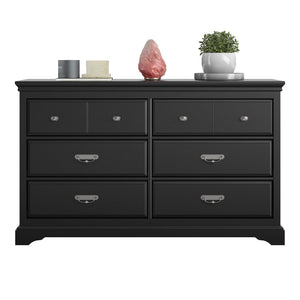 English Elm Bristol Six Drawer Bedroom Dresser with Smooth Metal Slides and Classic Black Finish B2733S00014