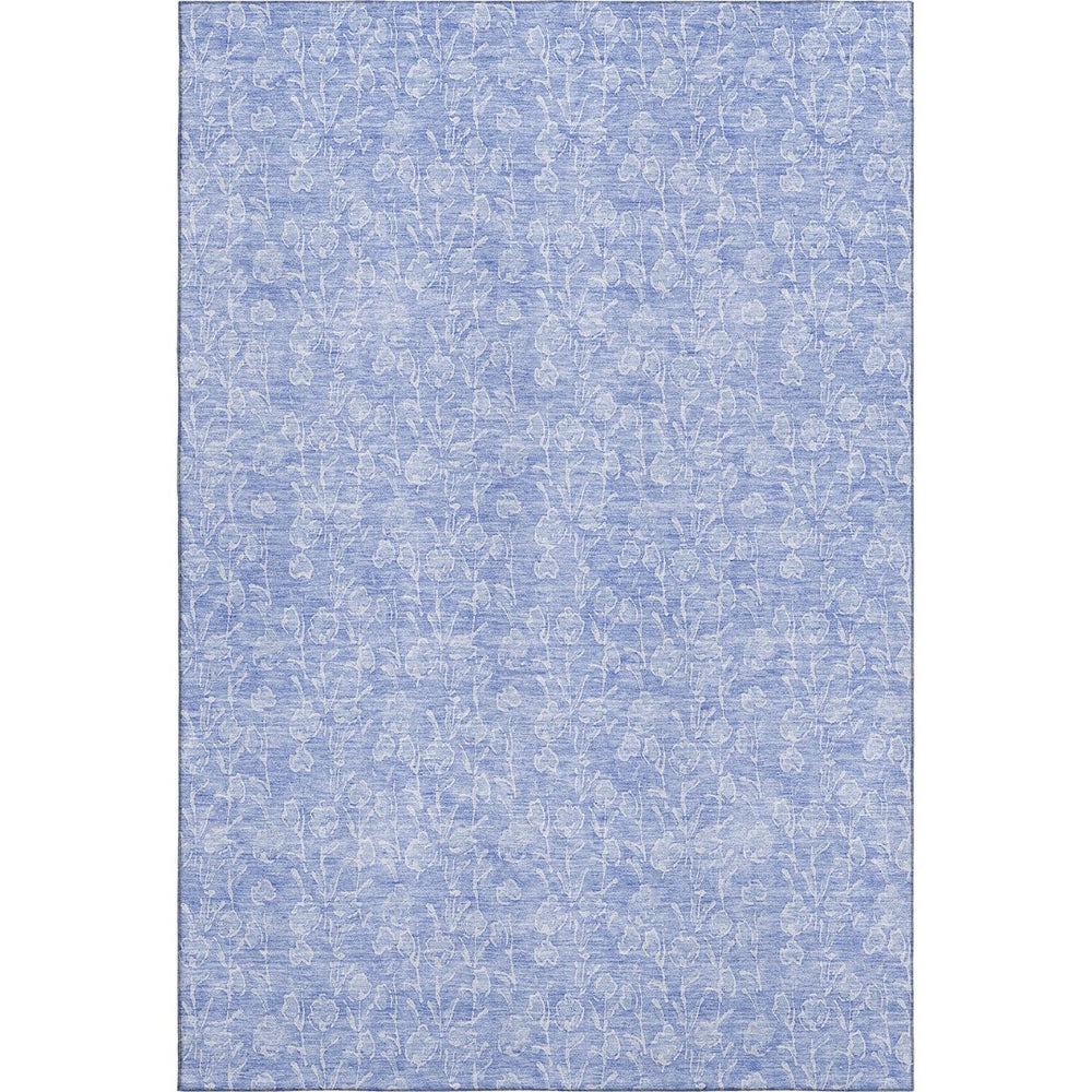 HomeRoots 5' X 8' Denim Blue and Ivory Floral Area Rug - Washable, Stain-Resistant, UV Protected for Home Use 656402