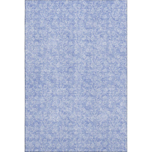 HomeRoots 10' X 14' Denim Blue Floral Area Rug - Durable, Washable, UV Protected for Family-Friendly Spaces 656406