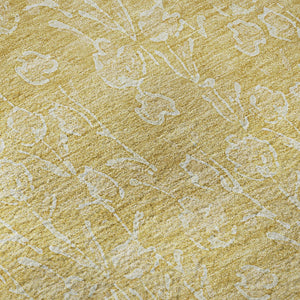 HomeRoots 5' X 8' Elegant Gold And Ivory Floral Area Rug - Washable, UV Resistant, Perfect for Busy Homes! 656408