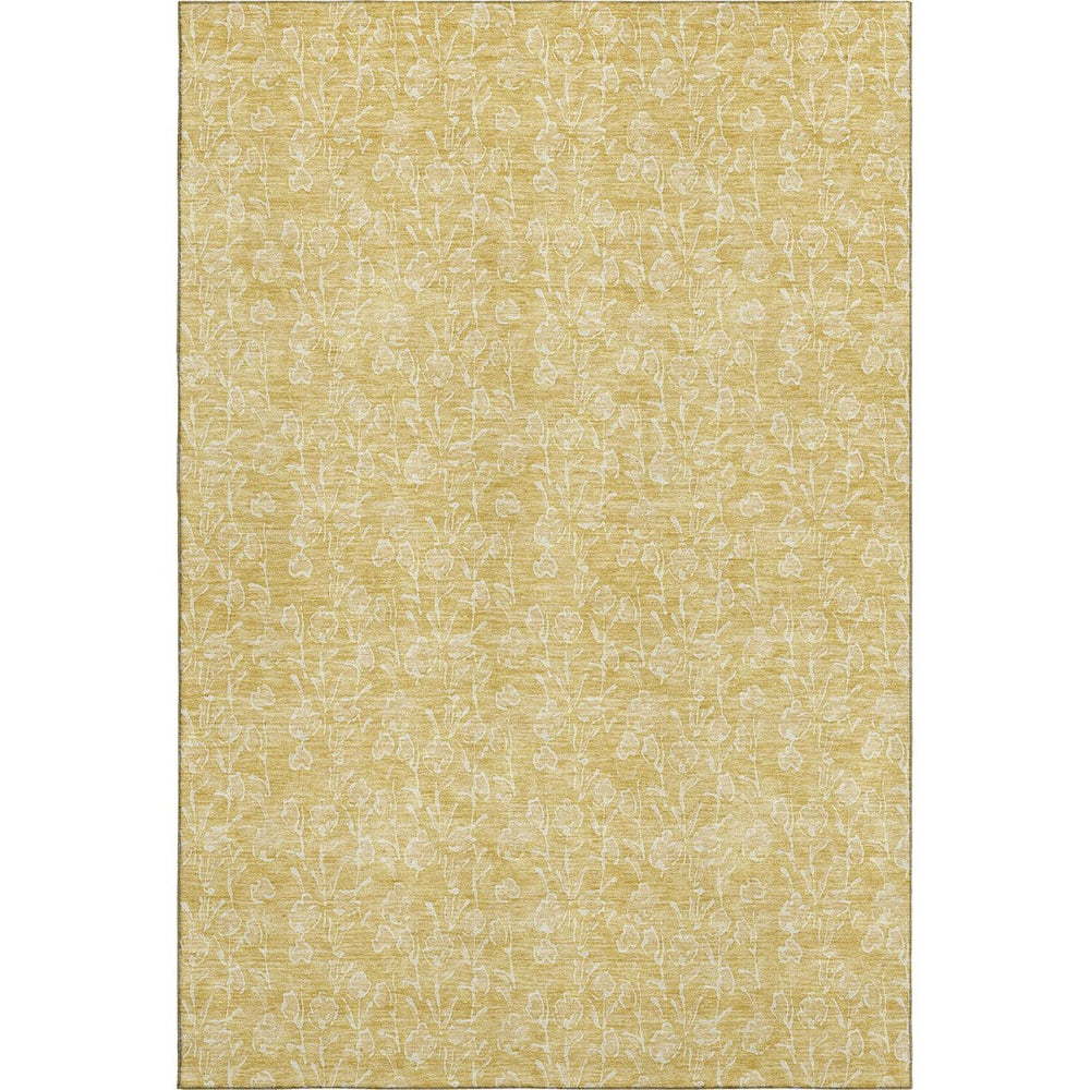 HomeRoots 8' X 10' Elegant Gold and Ivory Floral Area Rug - Washable, UV Protected, Durable for Busy Homes 656410