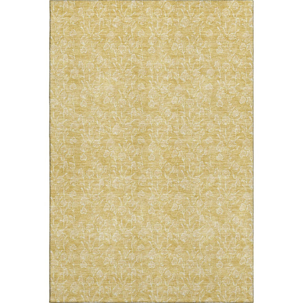 HomeRoots 8' X 10' Elegant Gold and Ivory Floral Area Rug - Washable, UV Protected, Durable for Busy Homes 656410