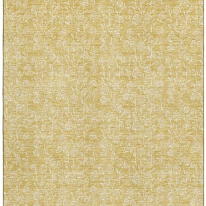 HomeRoots 8' X 10' Elegant Gold and Ivory Floral Area Rug - Washable, UV Protected, Durable for Busy Homes 656410